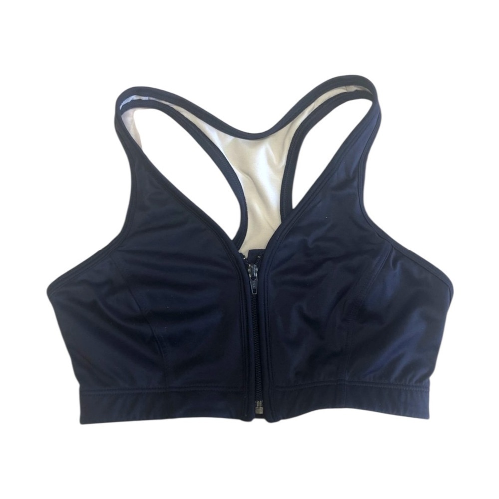 Zipper Front Blue Sports Bra